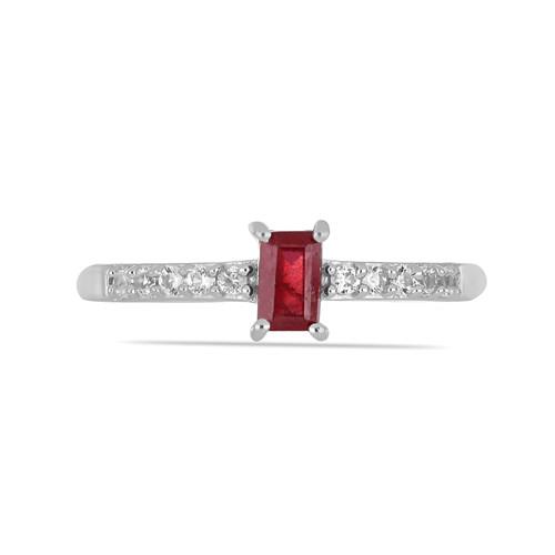 STERLING SILVER REAL GLASS FILLED RUBY GEMSTONE CLASSIC RING